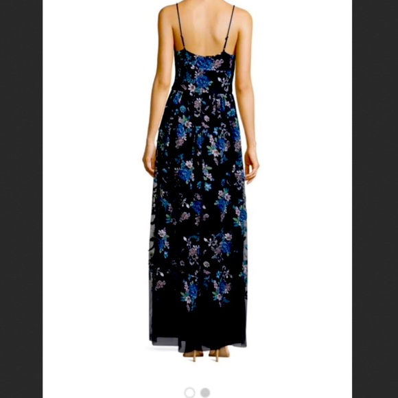 Nicole Miller Navy Blue Dress w/ Floral Design - Picture 2 of 5